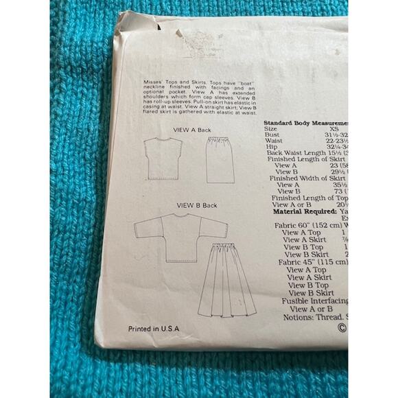 Kwik Sew 1750 top straight A lined skirt 1980s pattern Size S M L XL - Picture 4 of 5
